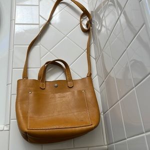 Camel color leather tote